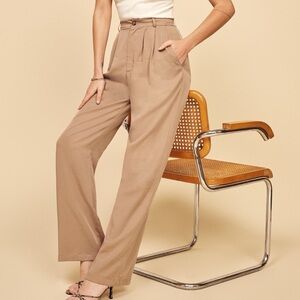 2P Reformation Mason Wide Leg Pants in Khaki